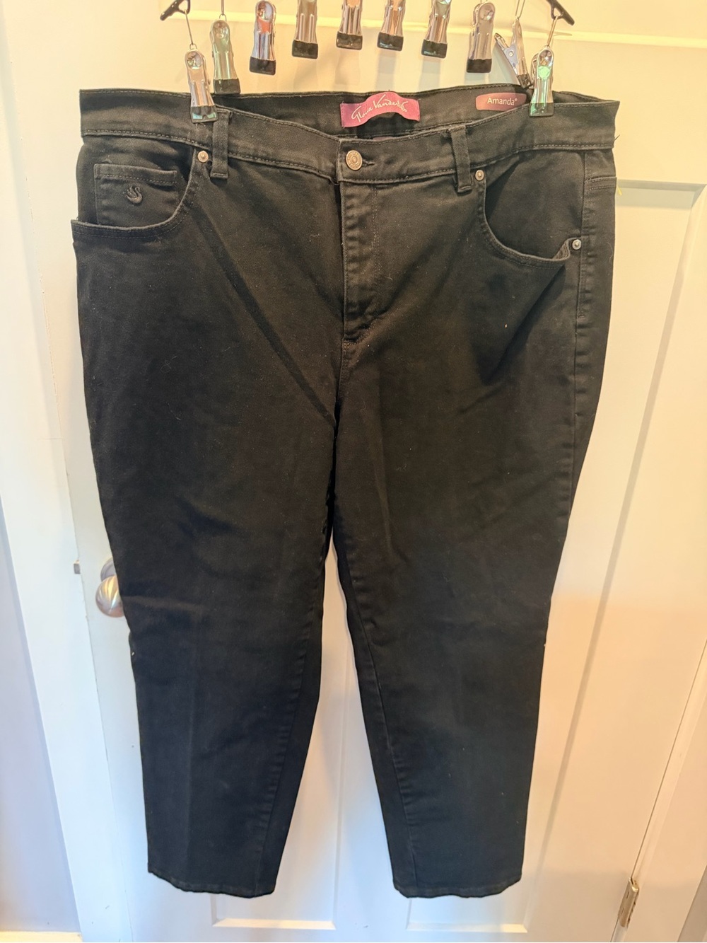 Gloria Vanderbilt Amanda Black Jeans Women’s 18W Classic Tapered Stretch Denim